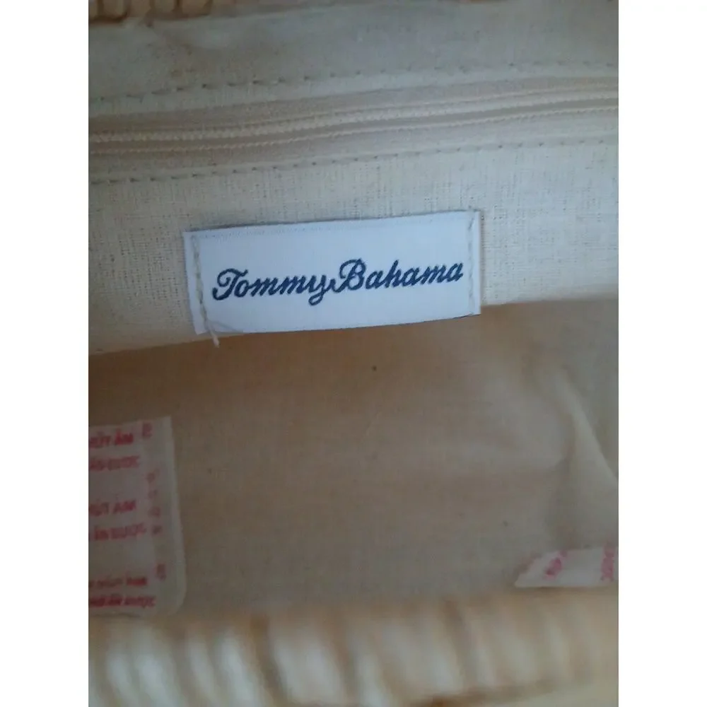 Tommy Bahama Wicker Crossbody Shoulder Bag Purse Woven Natural Wicker Turn Lock